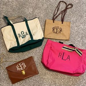 Lot of 4 rLa monogrammed bags